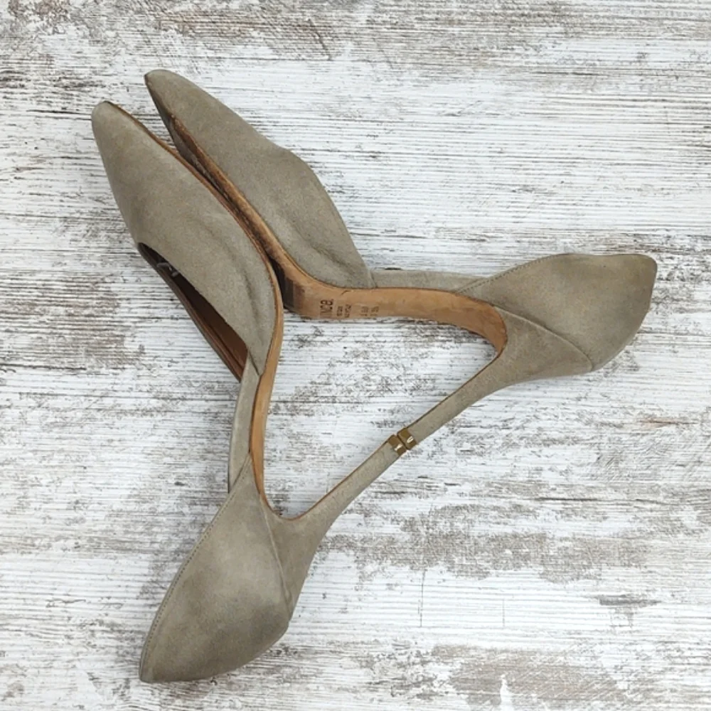 Vince Celeste Taupe Suede Leather D'orsay Pumps